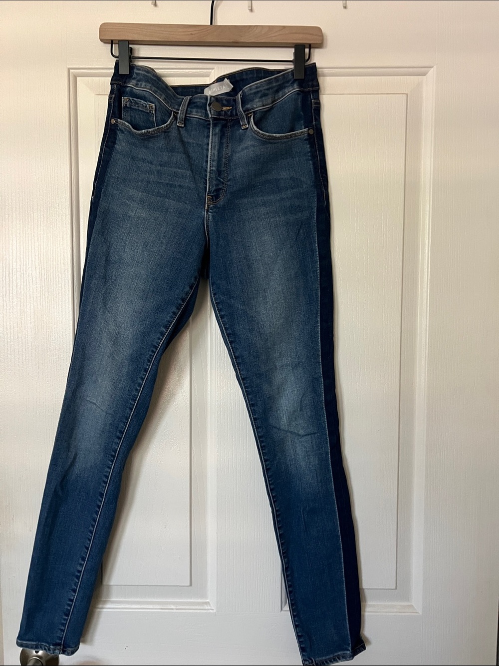 Athleta Two-Tone Dark Blue Skinny Jeans